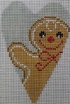 1343A Gingerbread man Heart 3.5 x 2.67 18 Mesh NEEDLEDEEVA