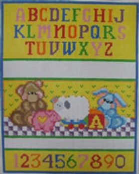 1208 Bear and Pig Birth Sampler 8.5 x 10.5 13 Mesh NEEDLEDEEVA