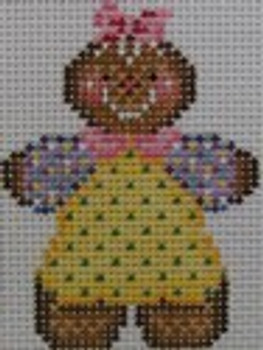 1352A Yellow Gingerbread Girl 1.7 x 2.5 18 Mesh NEEDLEDEEVA