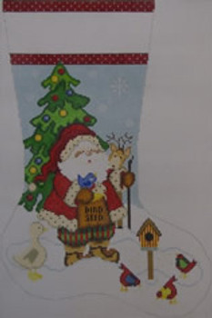 1357F Santa and the Birds 12 x 19 13 Mesh NEEDLEDEEVA