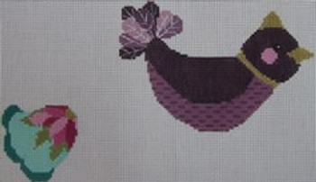 1379E Olive Bird with Rose 8.5 x 4.75 18 Mesh NEEDLEDEEVA