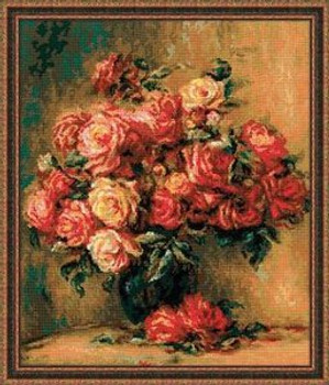 RL1402 Riolis Cross Stitch Kit Bouquet of Roses  after Pierre August Renior's painting