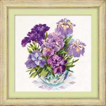 RL1071 Riolis Cross Stitch Kit Irises in Vase