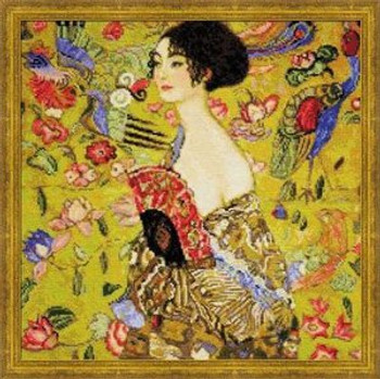 RL1226 Riolis Cross Stitch Kit Lady with a Fan  after Klimt's painting