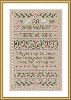 LilDD06 Diamond Anniversary Sampler Stitch Count: 83 x 133 Little Dove Designs