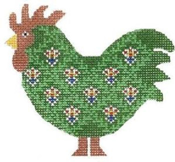 LR359A Green Rooster 3.5X3.5 13 Mesh Cooper Oaks Designs