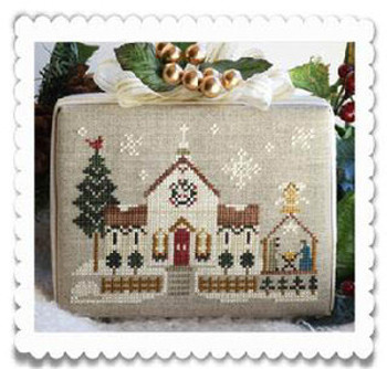 Hometown Holiday Town Church 81w x 58h Little House Needleworks 14-1542