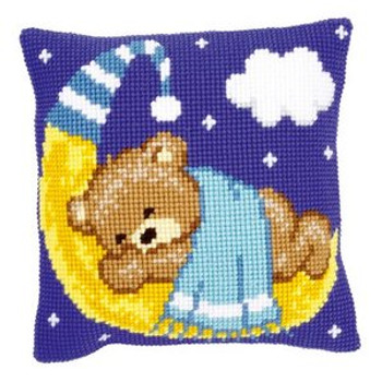 PNV148196 Vervaco Kit Blue Teddy on the Moon 16" x 16" Canvas