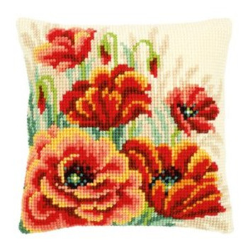 PNV149724	Cross stitch cushion kit Poppies II  Vervaco