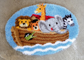 PNV148431 Vervaco Latch Hook Kit Noah's Ark  Rug  27" x 22" Fabric: Canvas Count: 4ct