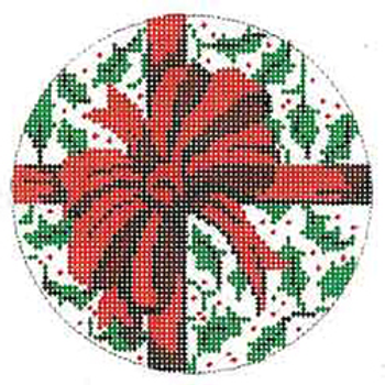 3604 CHR  round ornament, package 4" diam 18 Mesh Patti Mann 