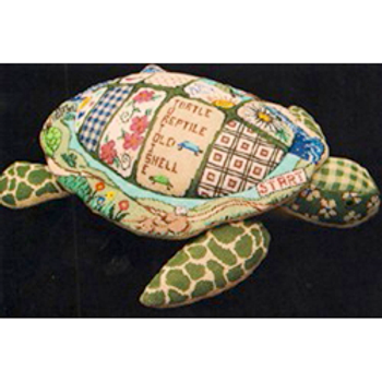 6200 3-D turtle, patchwork"Bobby"15 x 18 13 Mesh Patti Mann Shown Finished