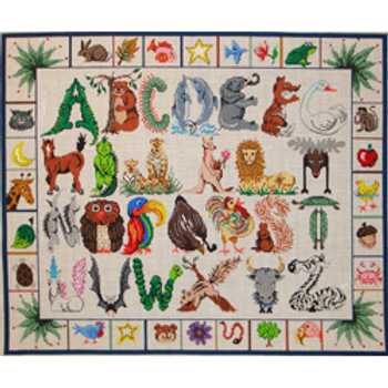 6265 PP animal alphabet sampler 15 x 17 18 Mesh Patti Mann 