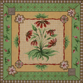 7366 PP green,/brown floral/ borders #1 16 x 16 13 Mesh Patti Mann 