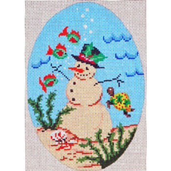 7483 CHR ornament oval snowman, turtle 4.5 x 6.5 18 Mesh Patti Mann 