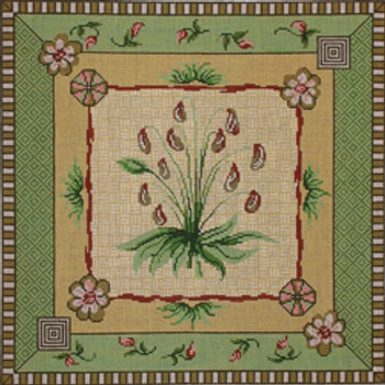 7367 PP green/brown floral/ borders #2 16 x 16 13 Mesh Patti Mann 