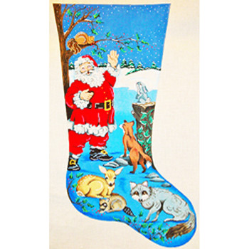 9476 CHR stocking, Wildlife Santa 14 x 23 18 Mesh Patti Mann 