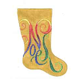 9404 CHR mini sock-Noel on gold  4 x 6 18 Mesh Patti Mann 