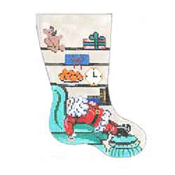 9402 CHR mini sock-Santa sleeping 4 x 6 18 Mesh Patti Mann 