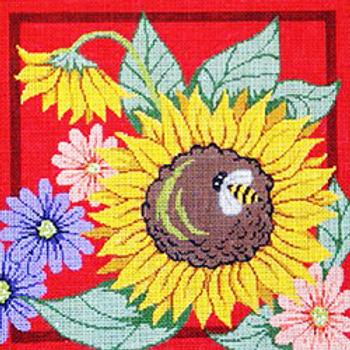 9477 PP sunflowers and bee 16 x 16 10 Mesh Patti Mann