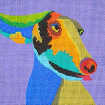 11040 BOB dog, I'm flying, on lavender 8" 18 Mesh Patti Mann 