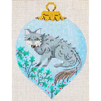 11060 CHR ornament, wolf 5 x 7 18 Mesh Patti Mann 