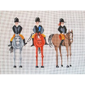 11215 AK Ann Kagi 3 riders on horses 9 x 14 18 Mesh Patti Mann 