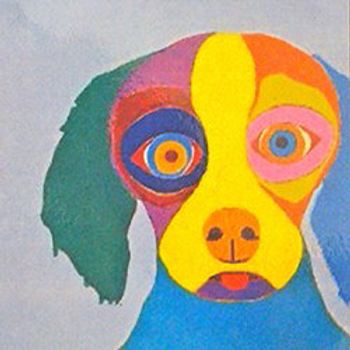 11033 BOB dog, pensive, on blue 12" 13 Mesh Patti Mann 