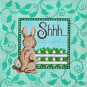 11305 JUV sign, Shhh...with bunny 6 x 6 18 Mesh Patti Mann 