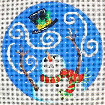 11300 CHR ornament, windy snowman 4.5 x 4.5 18 Mesh Patti Mann 