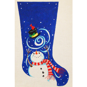 11302 CHR stocking, windy snowman 14 x 23 13 Mesh Patti Mann 