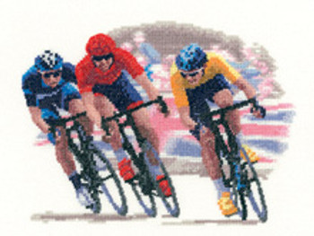 HCK1214 Heritage Crafts Kit Cycle Race  Sporting Scenes  by John Clayton 8" x 6"; Evenweave; 27ct 