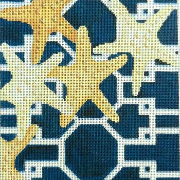 D-1305B Starfish on Lattice/Navy 9 x 9 13 Mesh Associated Talents