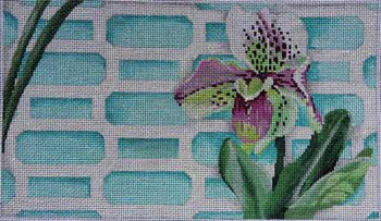 D-1425 Orchid on Aqua Lattice #2  13 x 7.5 13 Mesh Associated Talents