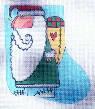 Maggie & Co. M-1654 Hold Christmas in the Heart mini-stocking © Frank Bielec 6” high 18 Mesh