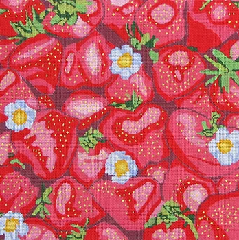 11j Jean Smith Designs Farmer's Market Strawberries 14" Square  13 Mesh    