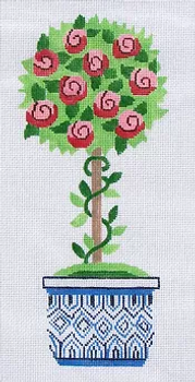 14a Jean Smith Designs Small ROSE TOPIARY, 7 1/2" x 14 1/2"',13 mesh.