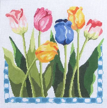 50a Jean Smith Designs Charming TULIPS #1 14" sq., 13 mesh