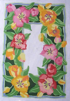 71 Jean Smith Designs TULIP RIBBON RUG. 31" x46",10 mesh