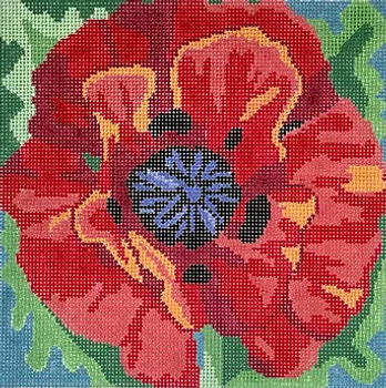 87d Jean Smith Designs Dazzle Poppy  8" sq., 13 mesh