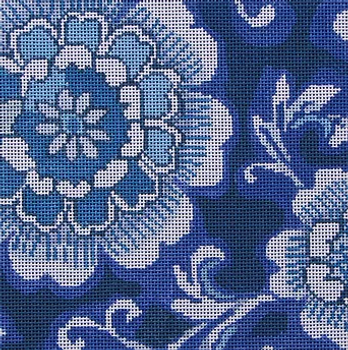 91a Jean Smith Designs Small Porcelain Floral #1 8" sq., 13 mesh