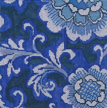 91b Jean Smith Designs Small Porcelain Floral #2 8" sq., 13 mesh