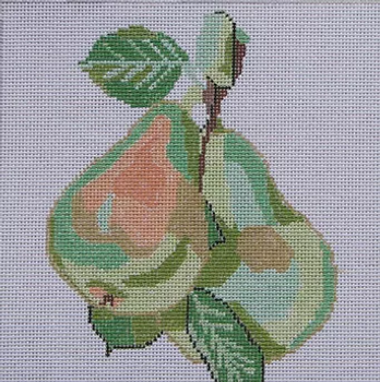 126e Jean Smith Designs SMALL GREEN PEARS 8" sq., 13 mesh