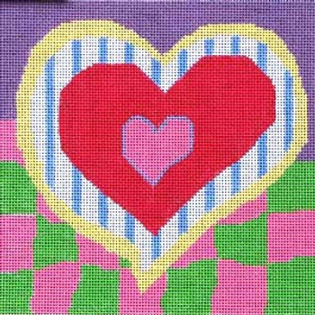 138b1 Jean Smith Designs LARGE HEARTS 8" x 8", 13 mesh