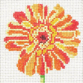 139a22 Jean Smith Designs SIMPLY FLOWER Orange Zinnia 4" sq., 13 mesh