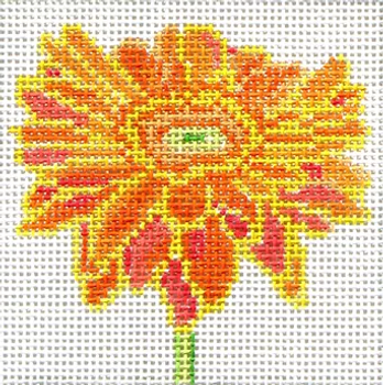 139a23 Jean Smith Designs SIMPLY FLOWER Orange Daisy  4" sq., 13 mesh