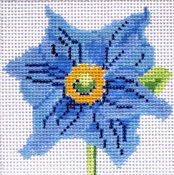 139a25 Jean Smith Designs SIMPLY FLOWER Blue Poppy 4" sq., 13 mesh