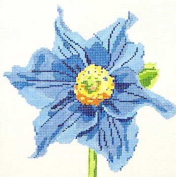 139b25 Jean Smith Designs SIMPLY FLOWER Blue Poppy 8" sq., 13 mesh