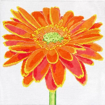 139c23 Jean Smith Designs SIMPLY FLOWER Orange Daisy 14" sq., 13 mesh