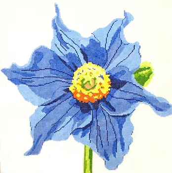 139c25 Jean Smith Designs SIMPLY FLOWER Blue Poppy 14" sq., 13 mesh